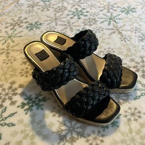 Black WHBM braided wedge sandals